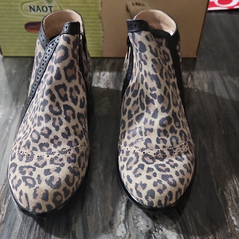 Naot Leopard Print Ankle Boots New Not Worn With Tags